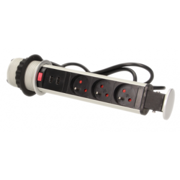 GNIAZDO MEBLOWE WPUSZCZANE W BLAT ORNO OR-AE-1349 3x2P+Z USB
